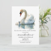 Schöne Momma Baby Swan Dusche Einladung (Stehend Vorderseite)