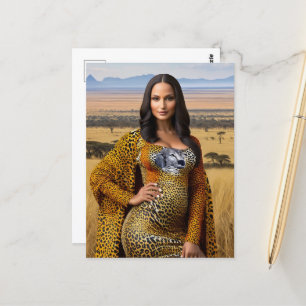 Schöne Mona Lisa auf Safari Postkarte