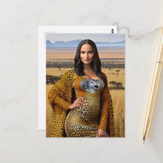 Schöne Mona Lisa auf Safari Postkarte (Vorderseite/Rückseite Beispiel)