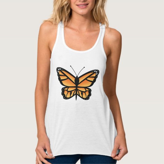 Schöne Monarch Orange Butterfly Illustration Tank Top (Vorderseite)