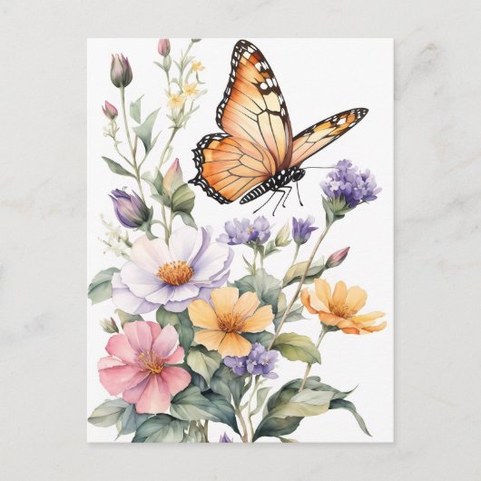 Schöne Monarchfalter-Wasserfarbe Postkarte (Vorderseite)