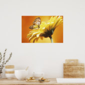 Schöne Monarchschmetterling auf einer Blume drucke (Küche)