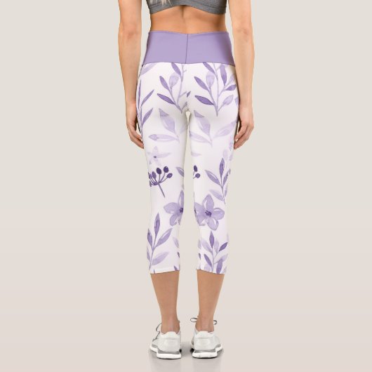 Schöne monochromatische Violett-Blume Capri Leggings (Rückseite)