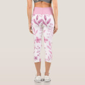 Schöne monochrome Aquarellfarben Rosa Blume Capri Leggings (Rückseite)