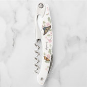 Schöne Monogram Floral Butterfliegen Bridal Fevor Kellnermesser (Vorderseite)