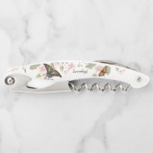 Schöne Monogram Floral Butterfliegen Bridal Fevor Kellnermesser (Vorderseite)