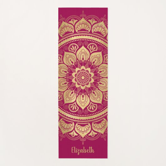Schöne Monogram Hot Pink Gold Mandala Yoga Mat Yogamatte (Vorderseite)