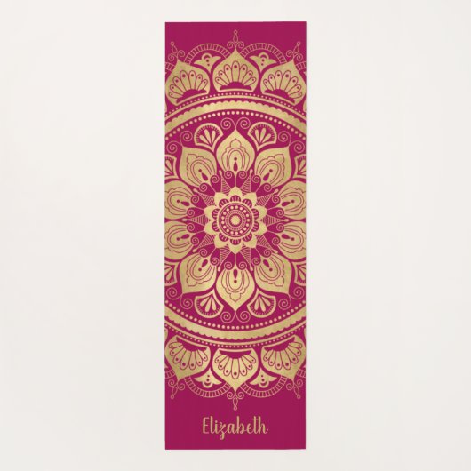 Schöne Monogram Hot Pink Gold Mandala Yoga Mat Yogamatte (Rückseite)