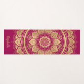 Schöne Monogram Hot Pink Gold Mandala Yoga Mat Yogamatte (Vorderseite (Horizontal))