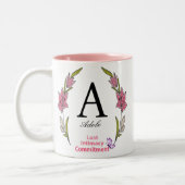 Schöne Monogramm Personalisierter Anfangsname Zweifarbige Tasse (Links)