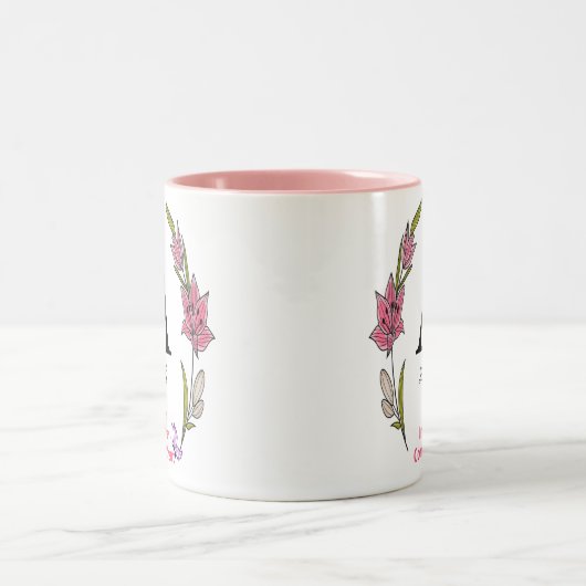 Schöne Monogramm Personalisierter Anfangsname Zweifarbige Tasse (Mittel)