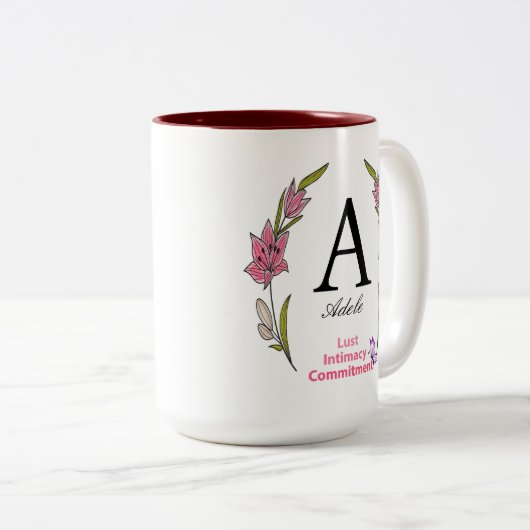 Schöne Monogramm Personalisierter Anfangsname Zweifarbige Tasse (VorderseiteRechts)