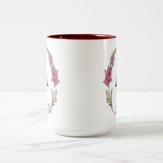 Schöne Monogramm Personalisierter Anfangsname Zweifarbige Tasse (Mittel)