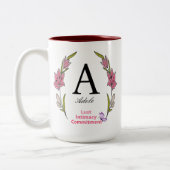 Schöne Monogramm Personalisierter Anfangsname Zweifarbige Tasse (Links)
