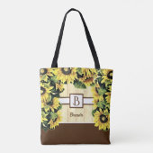 Schöne Monogramm-Sonnenblumen-Tasche Tasche (Rückseite)