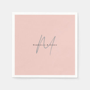 Schöne monogrammierte Kalligrafie-Namen in Pastell Serviette