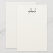 Schöne monogrammierte schwarze weiße graue Kalligr Briefpapier (Vorne/Hinten)