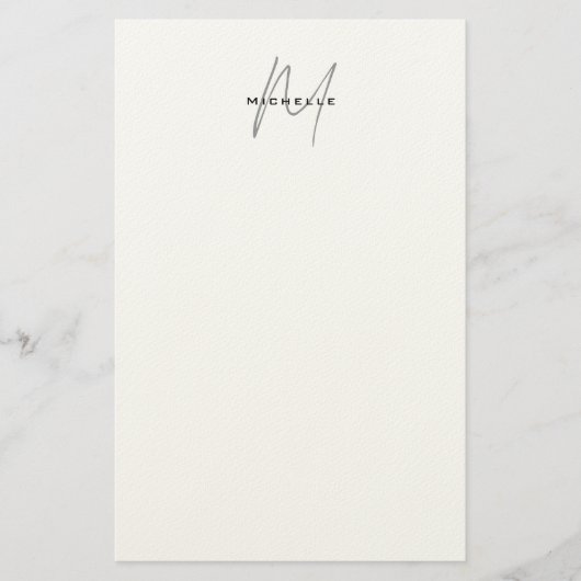 Schöne monogrammierte schwarze weiße graue Kalligr Briefpapier (Vorderseite)