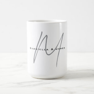 Schöne monogrammierte schwarze weiße graue Kalligr Kaffeetasse