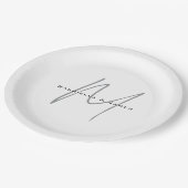 Schöne monogrammierte schwarze weiße graue Kalligr Pappteller (Schrägansicht)