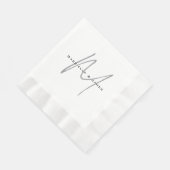 Schöne monogrammierte schwarze weiße graue Kalligr Serviette (Ecke)