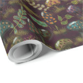 Schöne Moody Mushrooms Tief dunkelrot Hintergrund Geschenkpapier (Rolleneckpunkt)