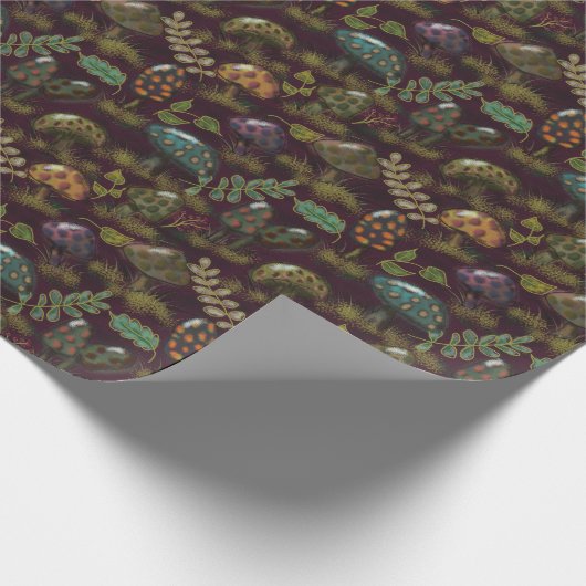 Schöne Moody Mushrooms Tief dunkelrot Hintergrund Geschenkpapier (Ecke)
