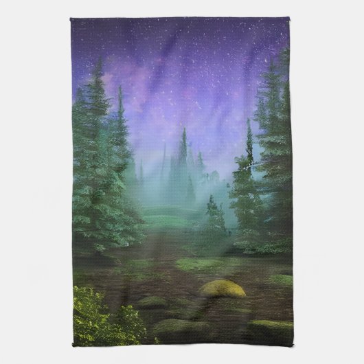 Schöne Moonlight Wilderness Szene Geschirrtuch (Vertikal)