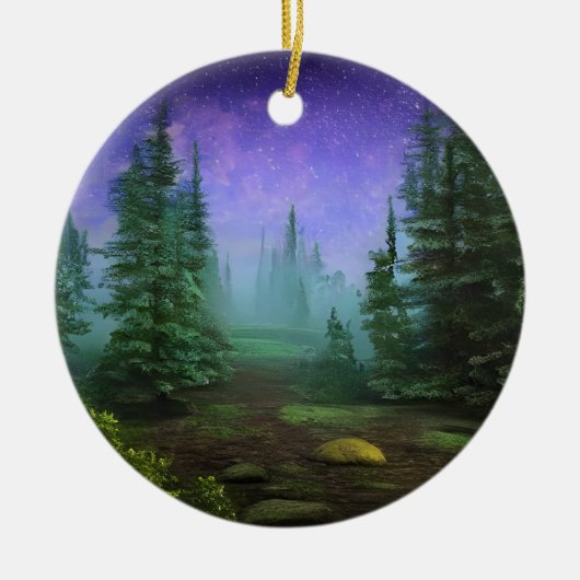 Schöne Moonlight Wilderness Szene Keramik Ornament (Vorne)