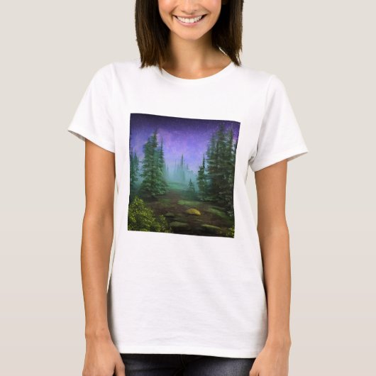 Schöne Moonlight Wilderness Szene T-Shirt (Vorderseite)