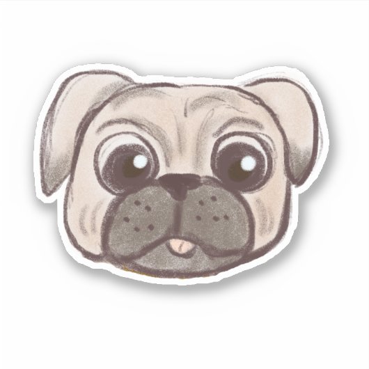 Schöne Mops-Abbildung Aufkleber (Vorderseite)