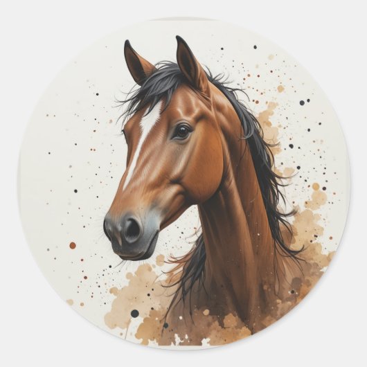 Schöne Morgan Horse Tier Kunst Runder Aufkleber (Vorderseite)
