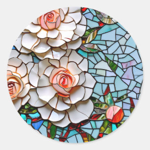 Schöne Mosaik-Glasmalerei und Fliesen  Runder Aufkleber