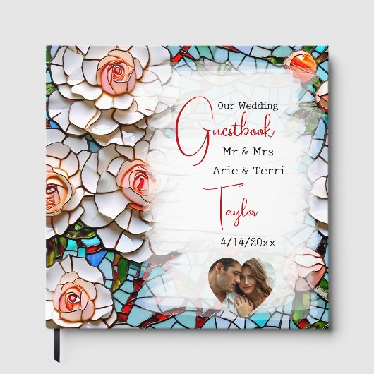 Schöne Mosaik-Hochzeit aus Glas und Tile Gästebuch (Vorderseite)