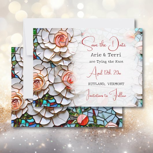 Schöne Mosaik-Hochzeit aus Glas und Tile Save The Date