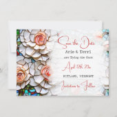 Schöne Mosaik-Hochzeit aus Glas und Tile Save The Date (Vorderseite)