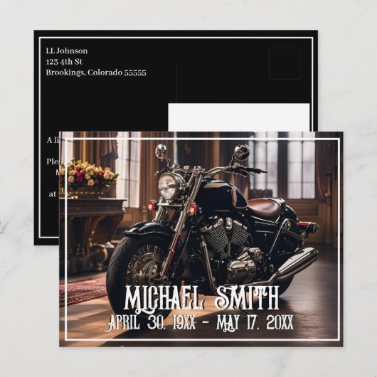Schöne Motorrad-Feier des Lebens Postkarte (Vorne/Hinten)