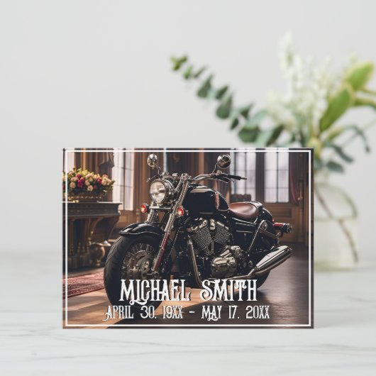 Schöne Motorradfeier Einladung (Stehend Vorderseite)