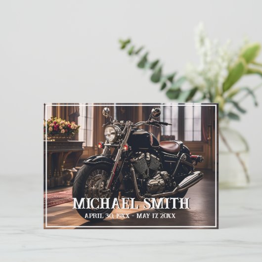 Schöne Motorradfeier Einladung (Stehend Vorderseite)