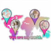 Schöne Multicolor-Weltkarte FotoCollage Aufkleber (Vorderseite)