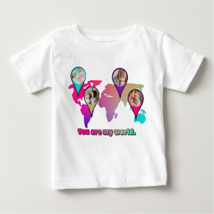 Schöne Multicolor-Weltkarte FotoCollage Baby T-shirt