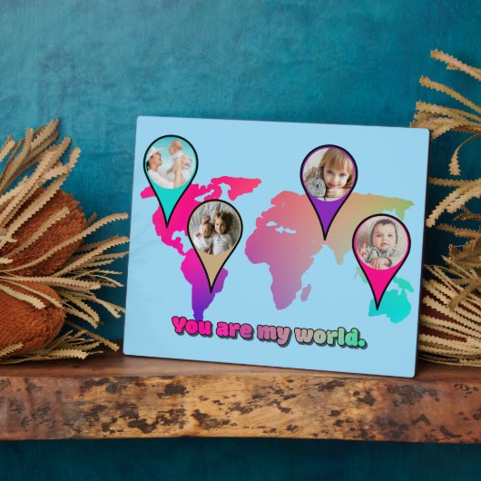 Schöne Multicolor-Weltkarte FotoCollage Fotoplatte (Seite)