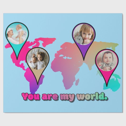 Schöne Multicolor-Weltkarte FotoCollage Geschenkpapier (Flach)