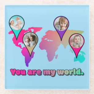 Schöne Multicolor-Weltkarte FotoCollage Glasuntersetzer