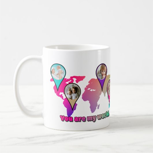 Schöne Multicolor-Weltkarte FotoCollage Kaffeetasse (Links)