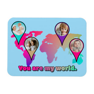 Schöne Multicolor-Weltkarte FotoCollage Magnet