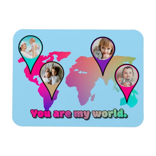 Schöne Multicolor-Weltkarte FotoCollage Magnet (Horizontal)