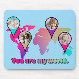 Schöne Multicolor-Weltkarte FotoCollage Mousepad