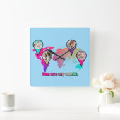 Schöne Multicolor-Weltkarte FotoCollage Quadratische Wanduhr (Zuhause)