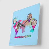 Schöne Multicolor-Weltkarte FotoCollage Quadratische Wanduhr (Winkel)